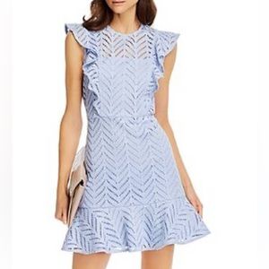 Aqua (bloomingdales) light blue ruffle dress (xs)